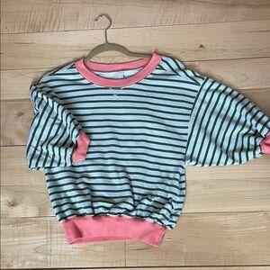 Striped Green and Peach Pilcro 3/4 sleeve sweatshirt